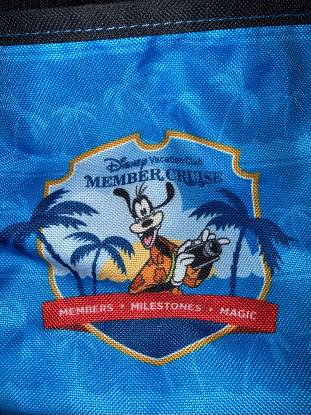 Disney Cruise Member Cruise DVC Blue & Black Tote Bag mesh upper, pool bag Goofy